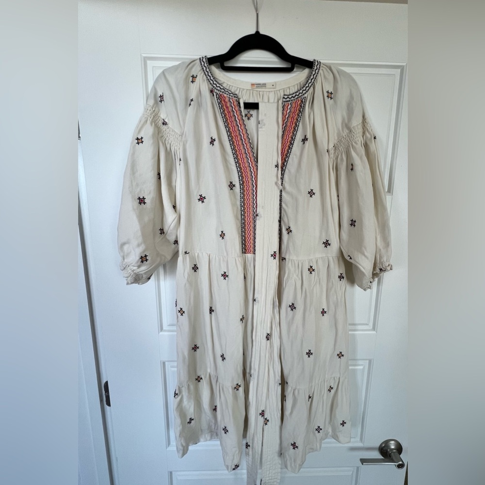 Marine Layer White Tiered Printed Dress